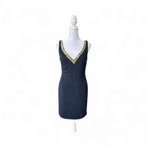 Basix black label navy blue short rhinestone accented dress. Size 4​​​​